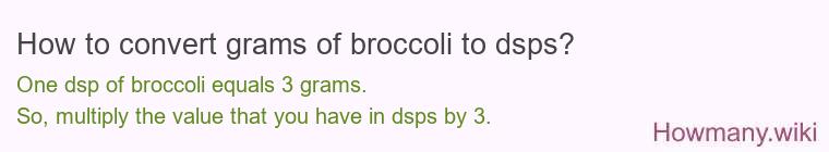 How to convert grams of broccoli to dsps?