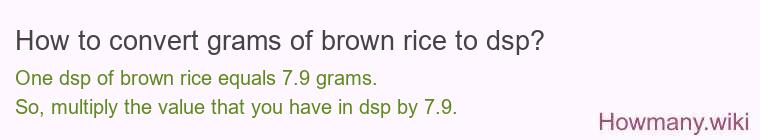 How to convert grams of brown rice to dsp?