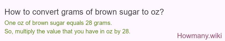 How to convert grams of brown sugar to oz?