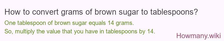 How to convert grams of brown sugar to tablespoons?