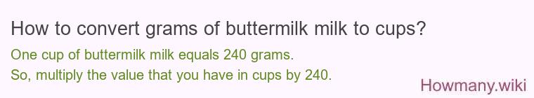 How to convert grams of buttermilk milk to cups?