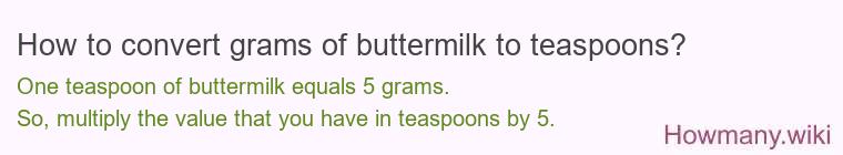 How to convert grams of buttermilk to teaspoons? How to convert grams of buttermilk to teaspoons?