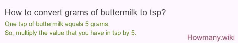 How to convert grams of buttermilk to tsp? How to convert grams of buttermilk to tsp?