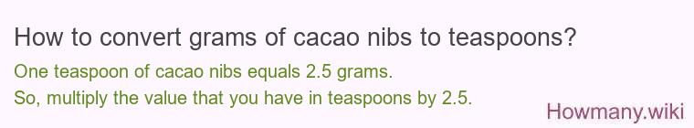 How to convert grams of cacao nibs to teaspoons?
