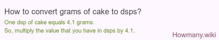 How to convert grams of cake to dsps? How to convert grams of cake to dsps?