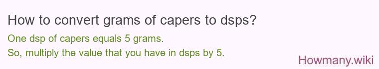 How to convert grams of capers to dsps? How to convert grams of capers to dsps?