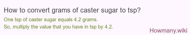 How to convert grams of caster sugar to tsp?