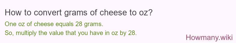 How to convert grams of cheese to oz?
