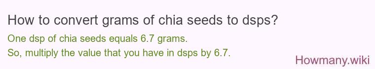 How to convert grams of chia seeds to dsps?