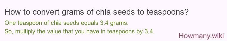 How to convert grams of chia seeds to teaspoons? How to convert grams of chia seeds to teaspoons?