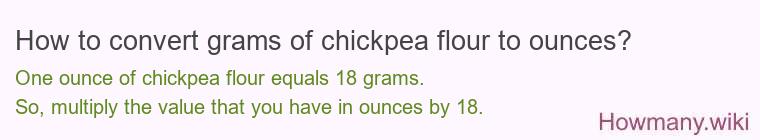 How to convert grams of chickpea flour to ounces?
