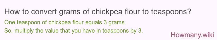 How to convert grams of chickpea flour to teaspoons? How to convert grams of chickpea flour to teaspoons?