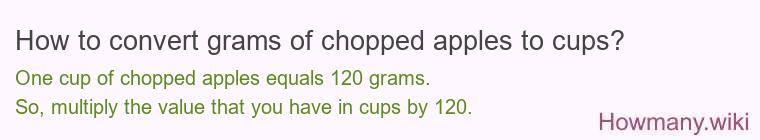 How to convert grams of chopped apples to cups? How to convert grams of chopped apples to cups?
