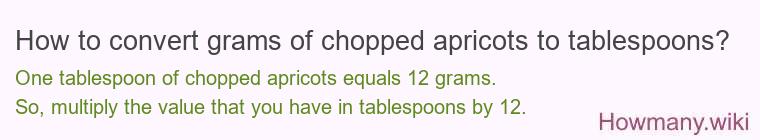 How to convert grams of chopped apricots to tablespoons?