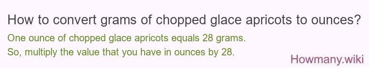 How to convert grams of chopped glace apricots to ounces?