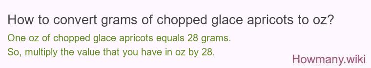 How to convert grams of chopped glace apricots to oz?