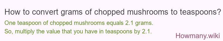 How to convert grams of chopped mushrooms to teaspoons?