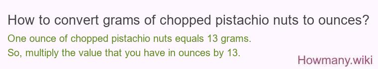 How to convert grams of chopped pistachio nuts to ounces?