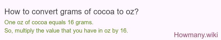 How to convert grams of cocoa to oz? How to convert grams of cocoa to oz?