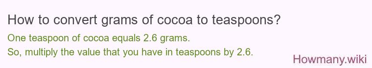 How to convert grams of cocoa to teaspoons?
