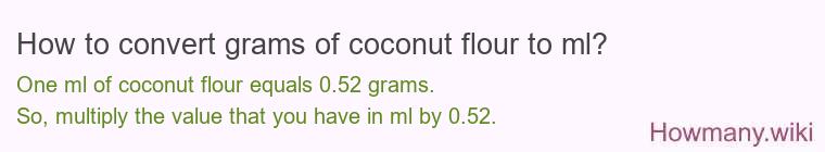 How to convert grams of coconut flour to ml? How to convert grams of coconut flour to ml?