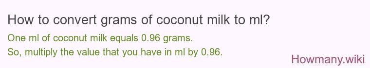 How to convert grams of coconut milk to ml? How to convert grams of coconut milk to ml?