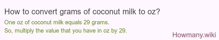 How to convert grams of coconut milk to oz?
