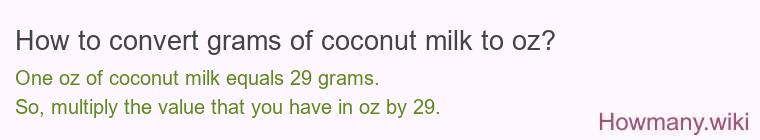 How to convert grams of coconut milk to oz? How to convert grams of coconut milk to oz?