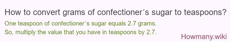 How to convert grams of confectioner´s sugar to teaspoons?