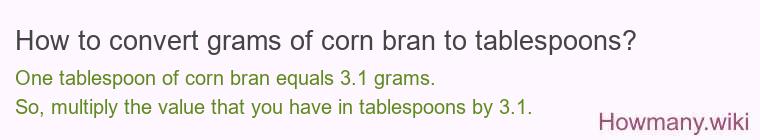 How to convert grams of corn bran to tablespoons?