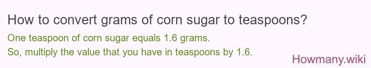 How to convert grams of corn sugar to teaspoons?