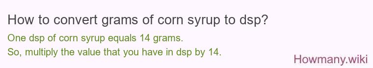 How to convert grams of corn syrup to dsp?