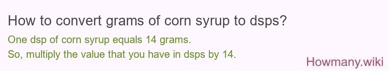 How to convert grams of corn syrup to dsps? How to convert grams of corn syrup to dsps?
