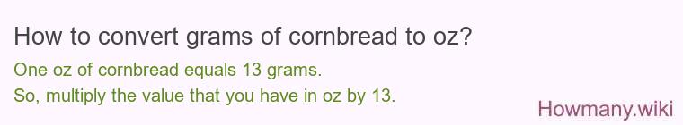 How to convert grams of cornbread to oz? How to convert grams of cornbread to oz?
