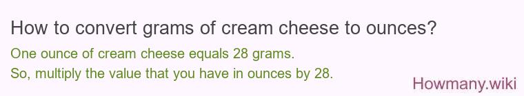 How to convert grams of cream cheese to ounces?