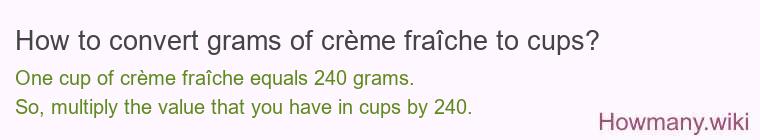 How to convert grams of crème fraîche to cups?