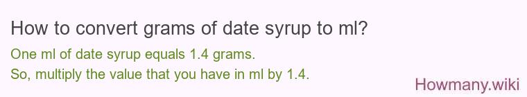 How to convert grams of date syrup to ml?