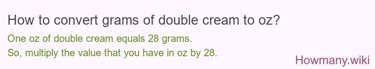 How to convert grams of double cream to oz?