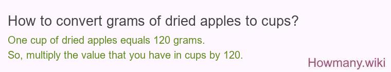 How to convert grams of dried apples to cups? How to convert grams of dried apples to cups?