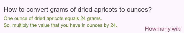 How to convert grams of dried apricots to ounces? How to convert grams of dried apricots to ounces?