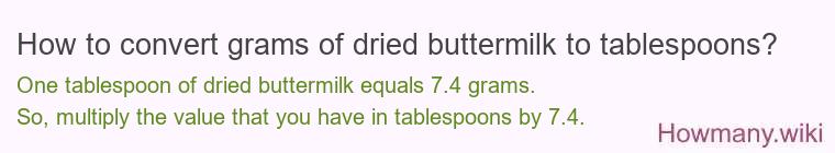 How to convert grams of dried buttermilk to tablespoons?