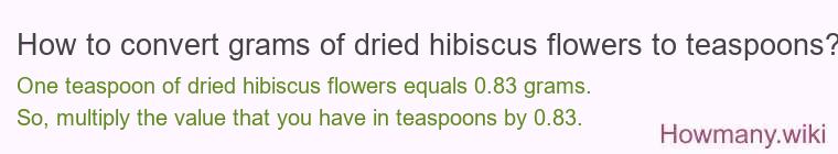 How to convert grams of dried hibiscus flowers to teaspoons?