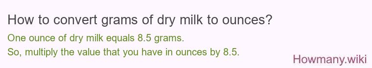 How to convert grams of dry milk to ounces?