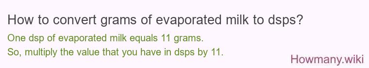 How to convert grams of evaporated milk to dsps?