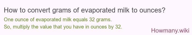 How to convert grams of evaporated milk to ounces?