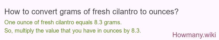 How to convert grams of fresh cilantro to ounces?