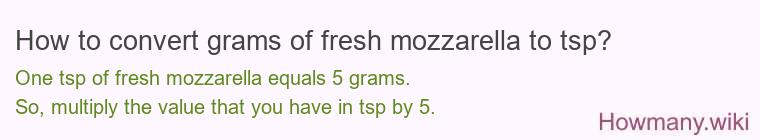How to convert grams of fresh mozzarella to tsp?