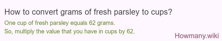 How to convert grams of fresh parsley to cups?
