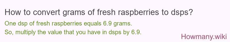 How to convert grams of fresh raspberries to dsps? How to convert grams of fresh raspberries to dsps?
