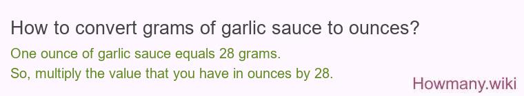 How to convert grams of garlic sauce to ounces?